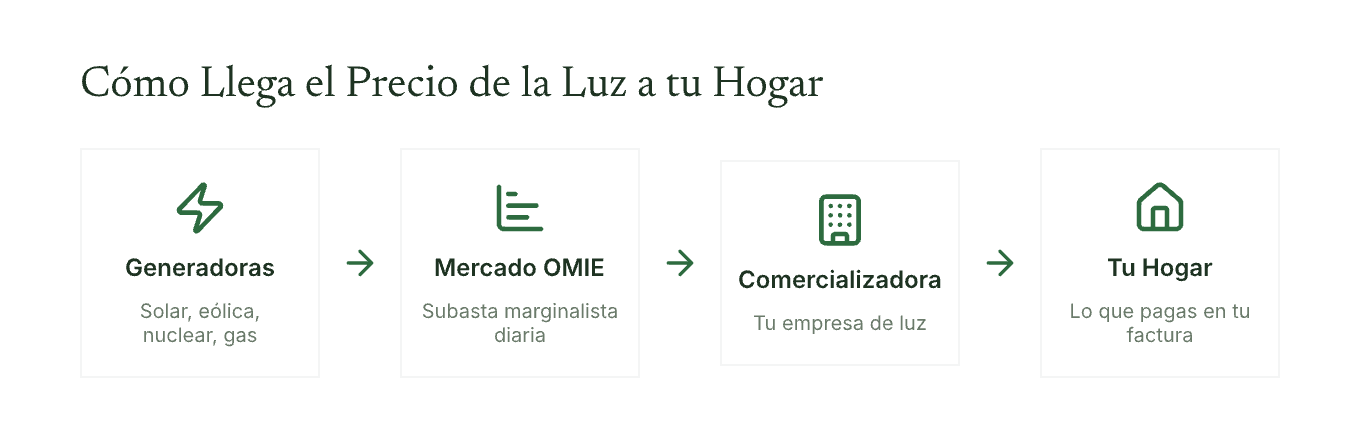 Flujo de formación del precio eléctrico: desde las generadoras hasta tu hogar